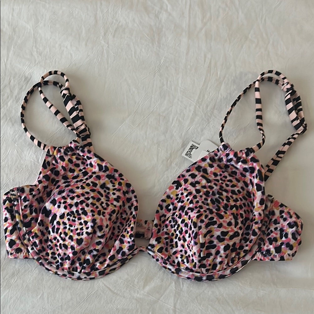 Anthropology Sanctuary Lotus Pink Leopard Print Women's Underwire Bikini Top Lg - Picture 4 of 7